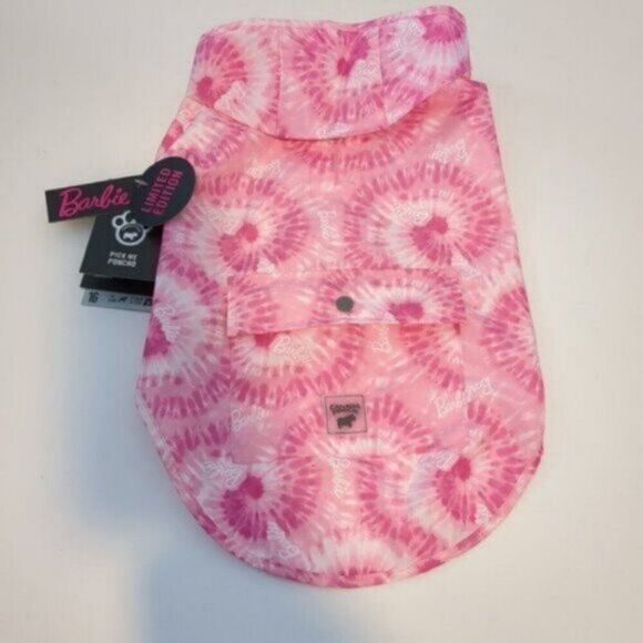 Other - Canada Pooch X Barbie Limited Edition Pick Me Poncho Size 16" Pink/White Tie-dye